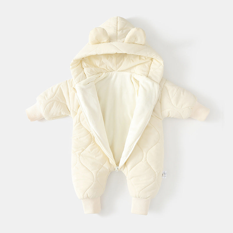 Onesie med Björnöron – Accra Unisex, Beige/Grön/Kaffe, Bomull, Storlek 6–18 månader