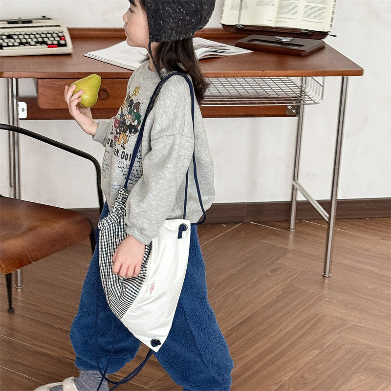 Tröja med tryck – FunCrew Unisex, Blå/Grå/Beige, Bomull, Storlek 0–6 år