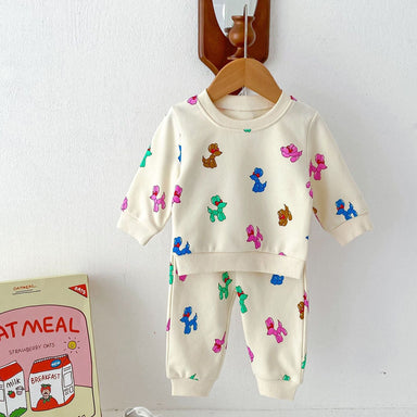 Träningsdräkt med ballonghundar – BouncyBuddies Unisex, Beige, Bomull, Storlek 0–4 år