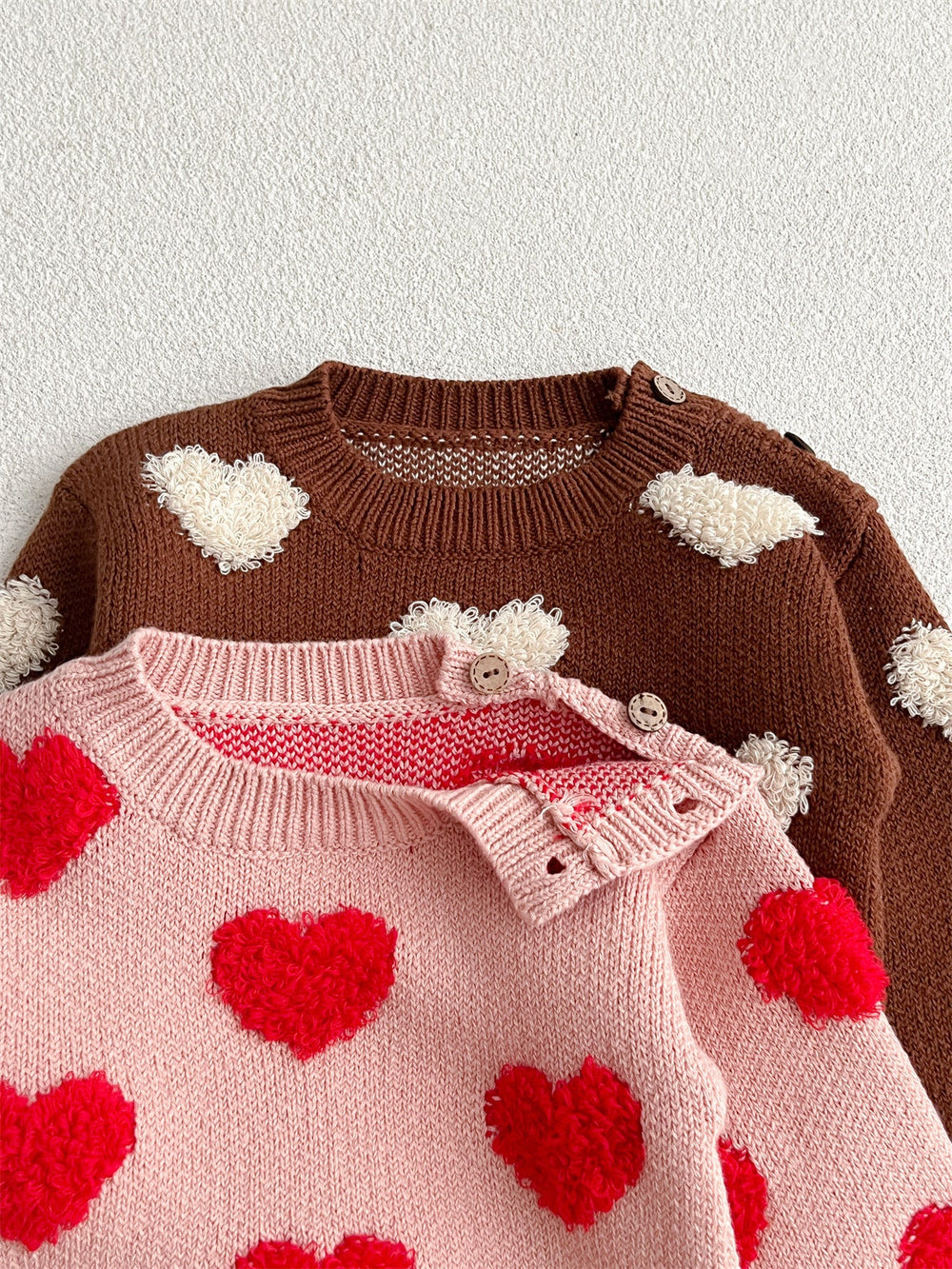 Stickad Tröja – Knitted Love Flicka, Rosa/Brun, Bomull, Storlek 0–3 år