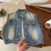 Jeansväst med vintage-tvätt – Denim Rebel Unisex, Blå, Bomull, Denim, Storlek 0–6 år