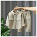 Set med Byxa och Tröja – Little Explorer Unisex, Beige/Grön, Bomull, Storlek 0–7 år