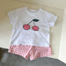 Frubino Frukt & Grönt Set – Sommarklädeset Baby/Småbarn/Barn 0–9 år – T-shirt + Rutiga Shorts – 100 % Bomull – Unisex – Fruktmotiv