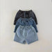 Korta byxor – DenimPlay Unisex, Svart/Blå/Ljusblå, Bomull, Storlek 0–3 år