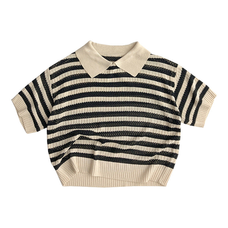 Livo Milo Stickad Pikétröja för Barn – Kort ärm – Unisex – Randig – 100 % bomull – 0–6 år