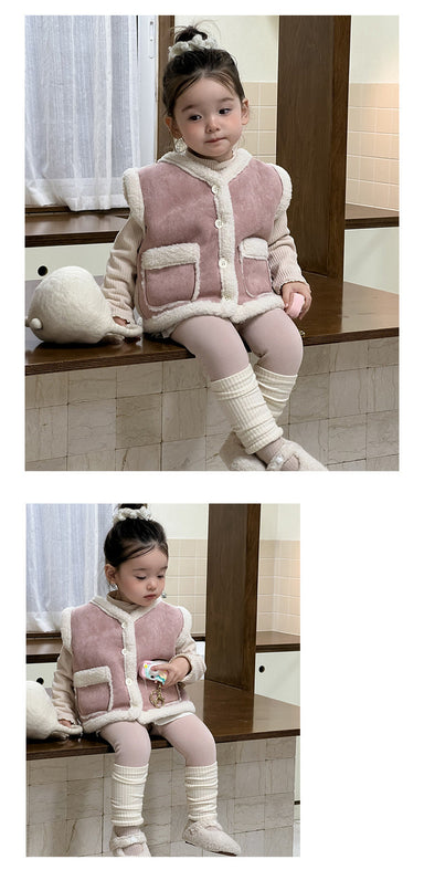Teddyväst – CuddleChic Flickor, Rosa, Bomull, Storlek 0–3 år
