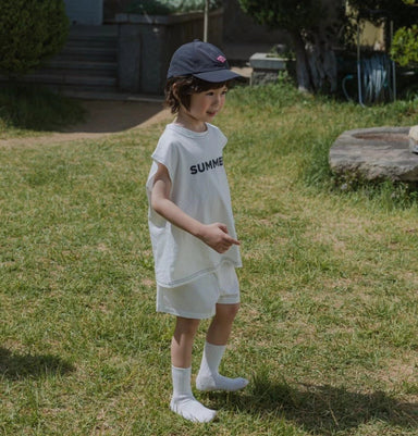 Summer Vibes Småbarnsset – Mjuk Sommaroutfit i Bomull | Unisex | Svart & Vitt | Storlek 0–3 år | Little Nomad