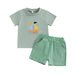 SailAway Sommarsätt för Pojkar | T-shirt med Segelbåt & Grön Rutig Shorts | Bomull & Polyester | 6 mån–4 år | Somrig Outfit för Småbarn