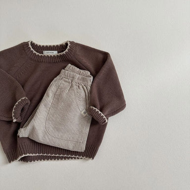 Stickad Tröja Retro – Toem Flicka, Brun/Beige/Vit, Bomull, Storlek 0–7 år