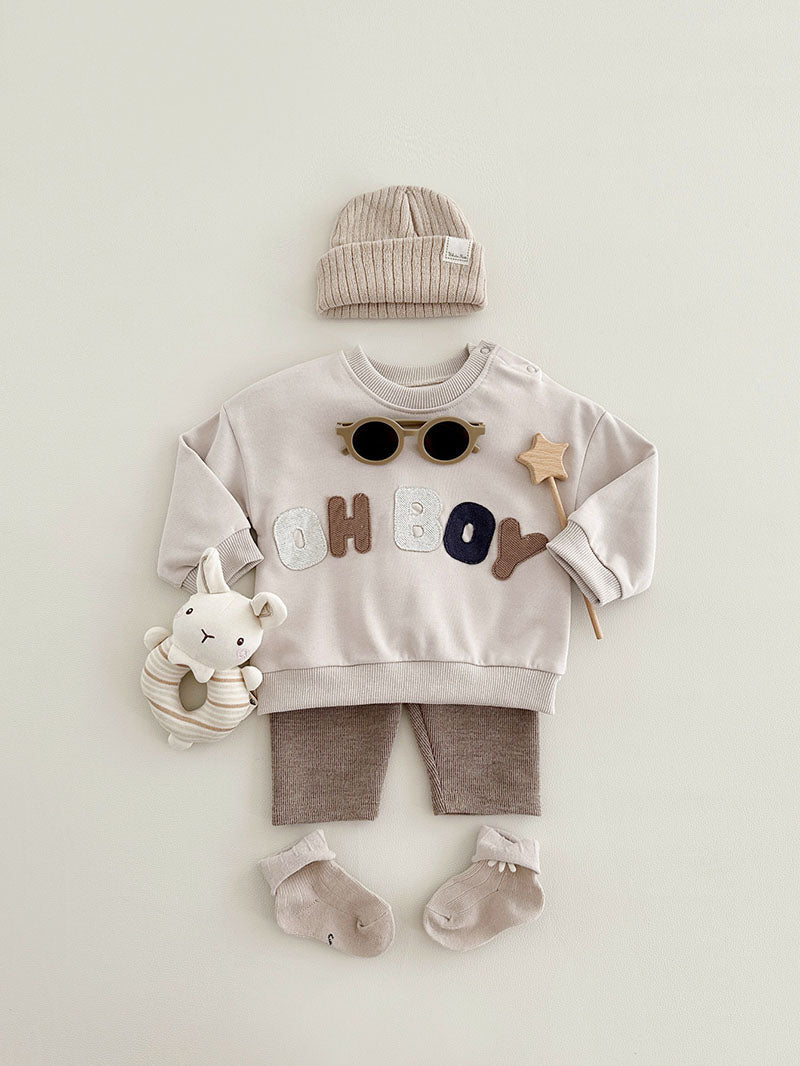 Klädset med leggings och tröja – LittleNomad Pojkar, Beige/Brun/Grön, Bomull, Storlek 0–3 år