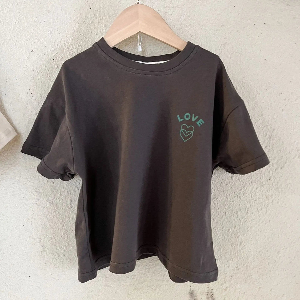 Oversized T-shirt – CozyLove Unisex, Grå/Beige, Bomull, Storlek 0–8 år