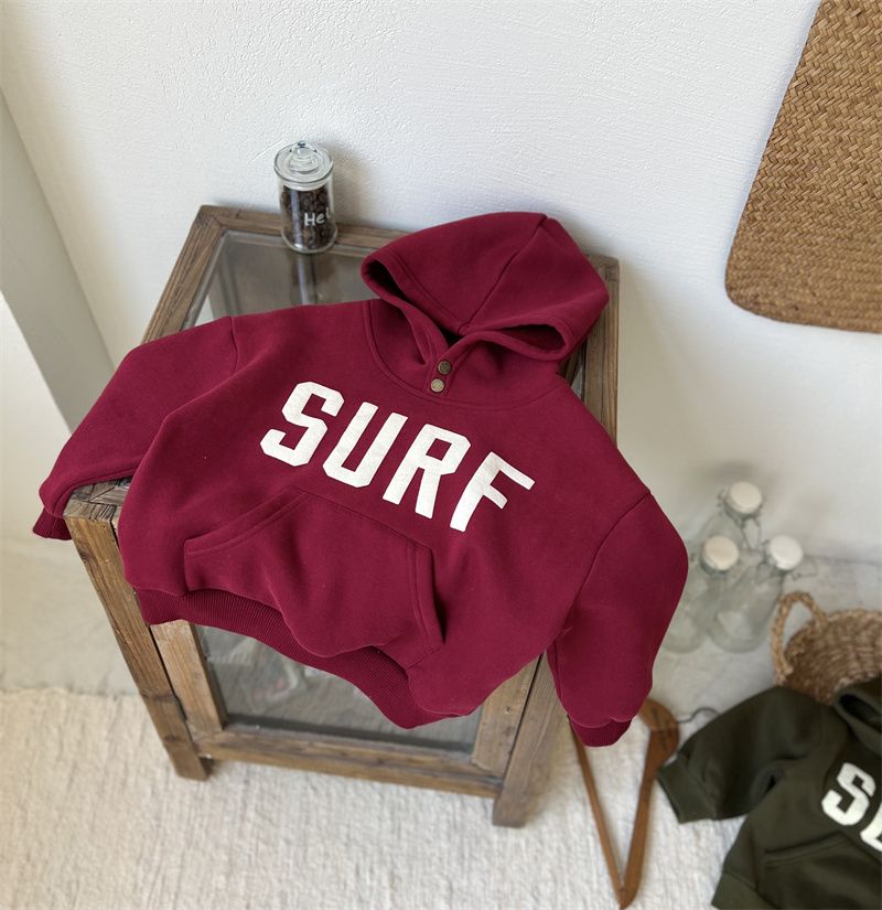 Hoodie – WaveRider Unisex, Grön/Röd/Grå, Bomull, Storlek 0–6 år