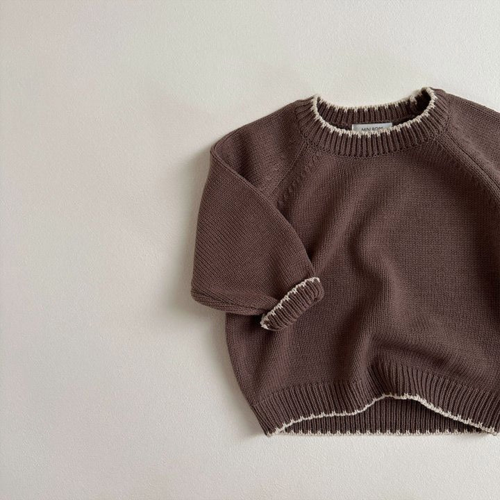 Stickad Tröja Retro – Toem Flicka, Brun/Beige/Vit, Bomull, Storlek 0–7 år