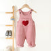 Hängselbyxa med Hjärta – Cordi Love Flickor, Beige/Rosa/Brun, Bomull, Storlek 0–4 år
