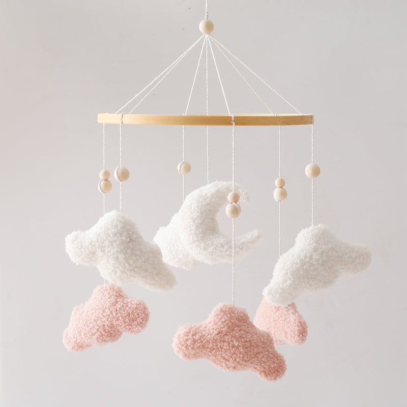Babymobil med moln – Droomwolk Unisex, brun/rosa, bomull, 45 cm hög x 23 cm bred