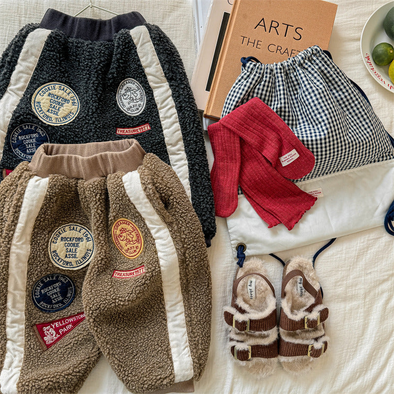 Teddy Joggingbyxa – SnugTrail Unisex, Brun/Grå, Bomull, Storlek 0–6 år