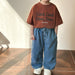 T-shirt med "Good Times"-tryck – Lumi & Loom Unisex, Brun/Vit, Bomull, Storlek 0–8 år
