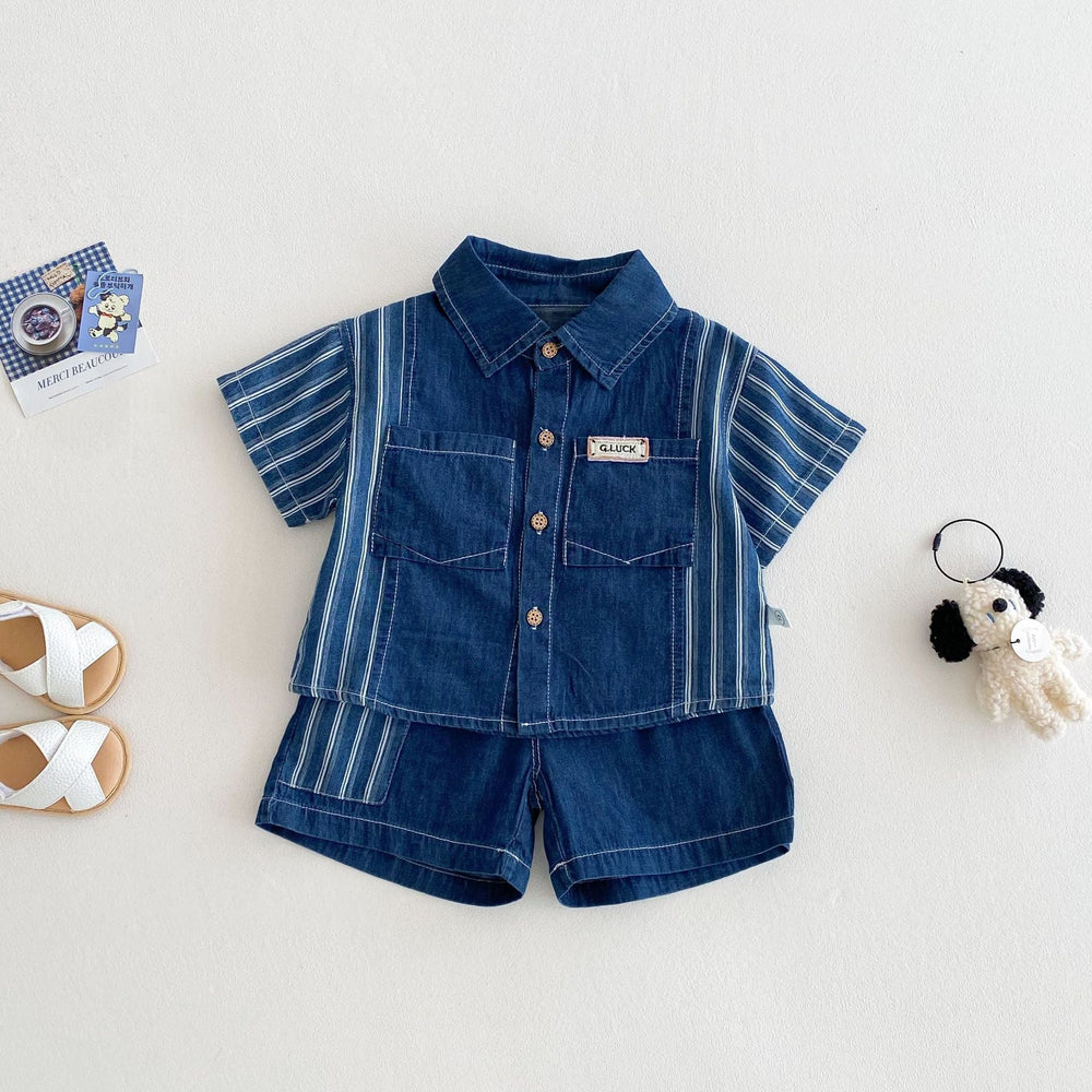 Denim Days Baby- & Barnsommarset – Unisex jeansskjorta och shorts | Lune & Lio | Storlek 0–7 år | 100 % bomull