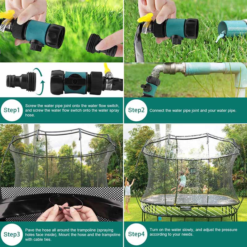 Trampolin Spridare med Vattenmist – Kylning & Lek för Barn | SpringFresh 12 m