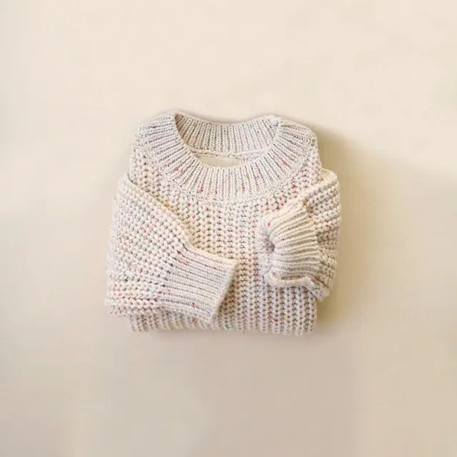 Stickad Tröja – Baki Unisex, Beige/Offwhite, Bomull, Storlek 0–4 år