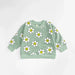 Sweatshirt med Blommönster – Glada Blommor Flickor, Grön/Gul/Beige, Bomull, Storlek 0–3 år