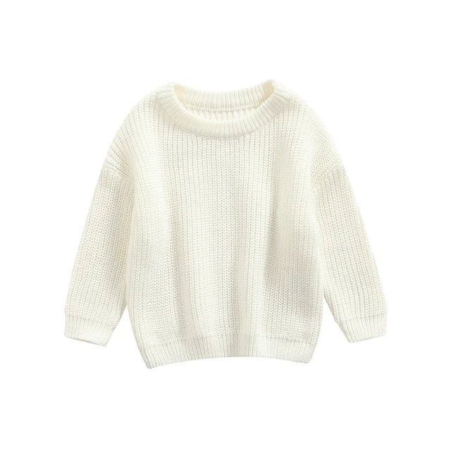 Stickad Tröja – Amba Unisex, Vit/Svart/Blå/Rosa/Grön/Grå/Brun, Bomull, Storlek 0–6 år