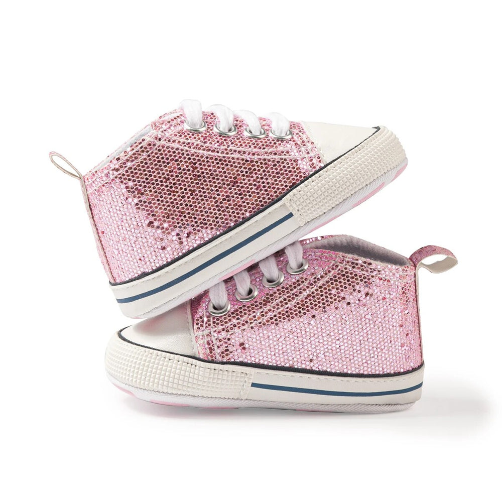 Lunari Glitz Babysneaker – Glittriga Babyskor för Flicka – Halkfria – Första Steg Skor – 0–1,5 år