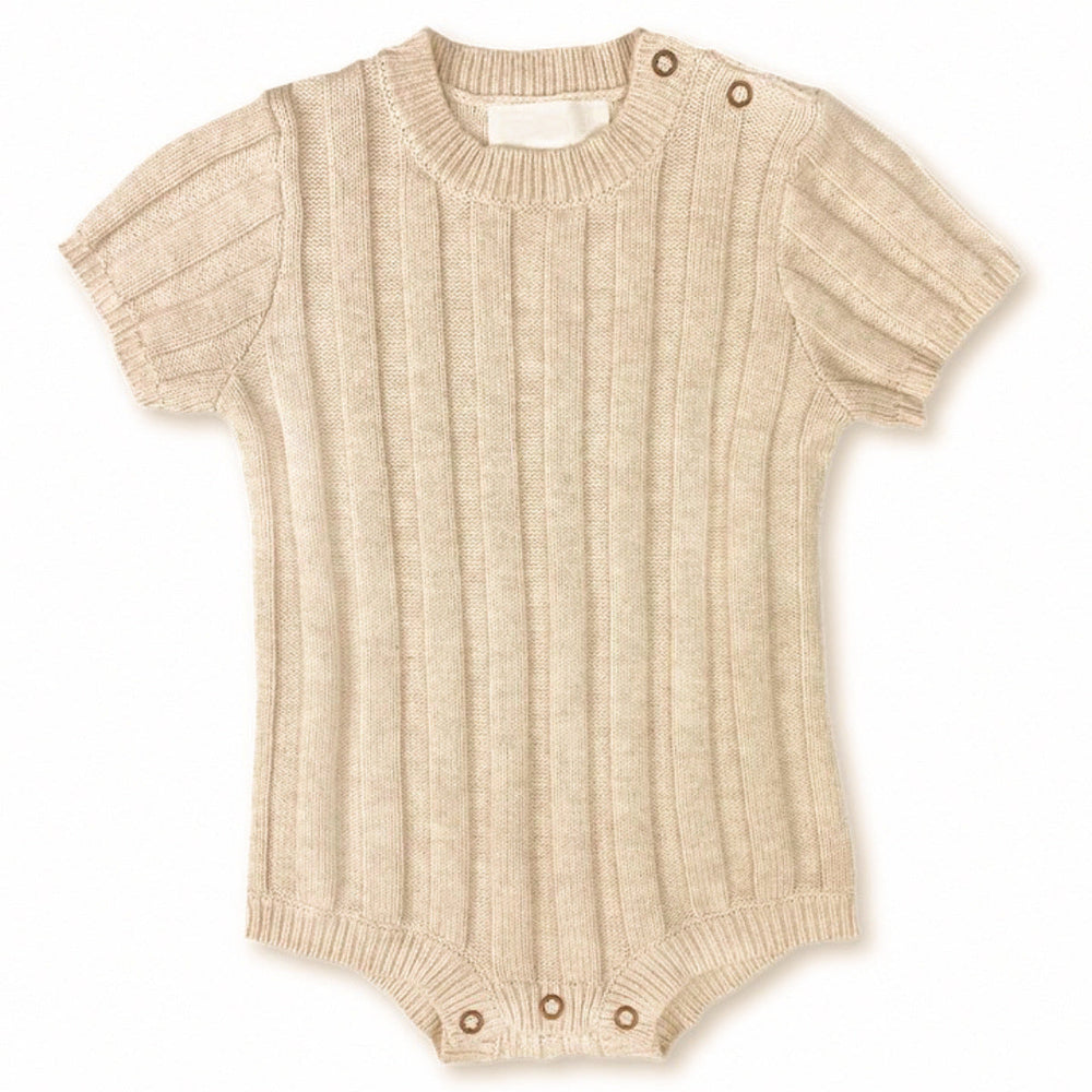 CozyNest Stickad babyromper 0–2 år | Mjuk bomullsblandning & ribbmönster | Bekväma babykläder