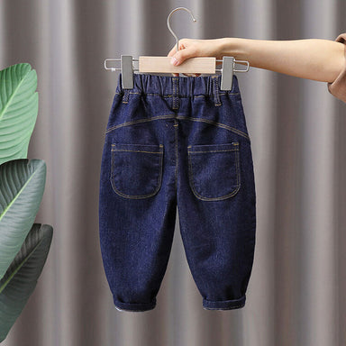 Jeans med Resår Mörkblå Tvättning – Baby, Småbarn, Förskolebarn, Barn, Blå, Bomull, Denim, Storlek 0–7 år