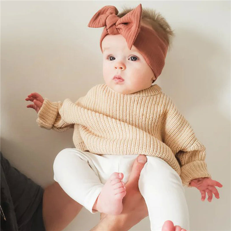 Stickad Tröja – Amba Unisex, Vit/Svart/Blå/Rosa/Grön/Grå/Brun, Bomull, Storlek 0–6 år