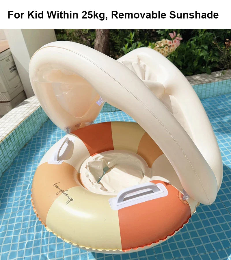 Baby Simring med Soltak – Uppblåsbar Float | Upp till 25kg