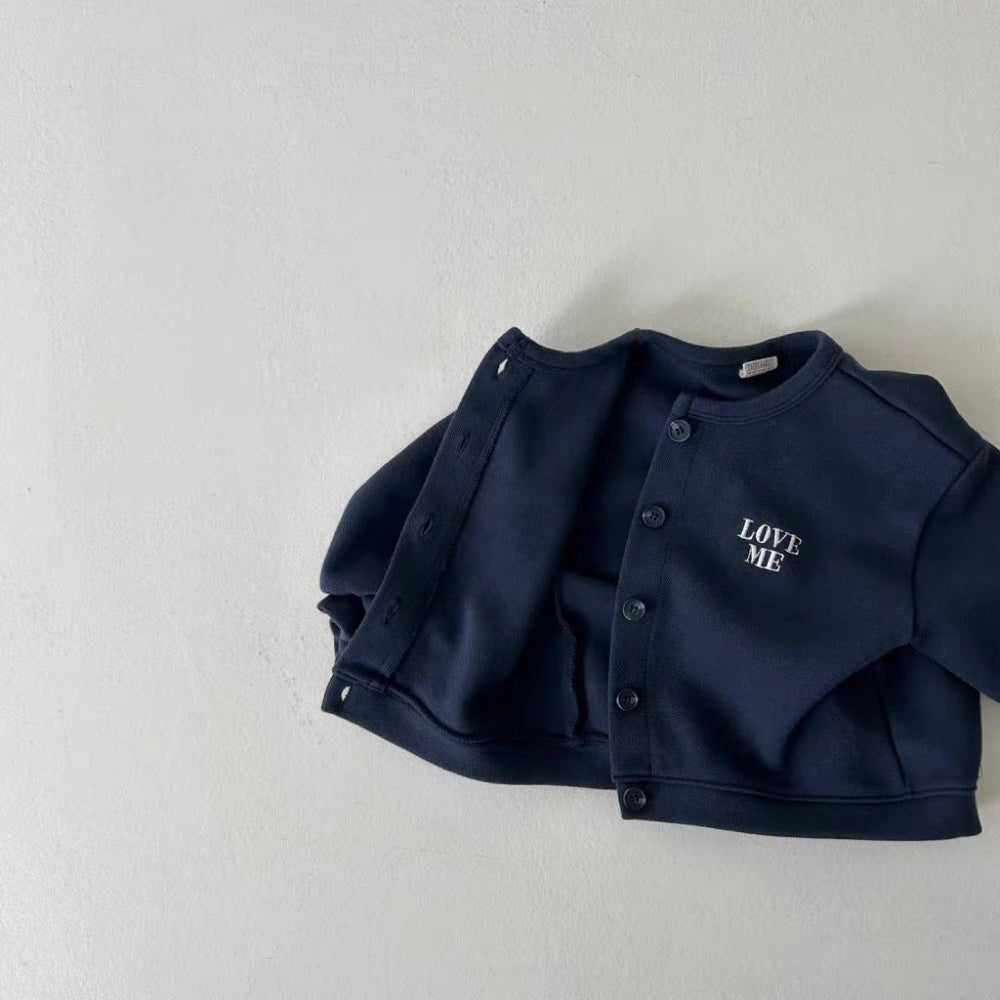Väst med Love Me broderi – Tender Flickor, Blå/Beige, Bomull, Storlek 0–6 år