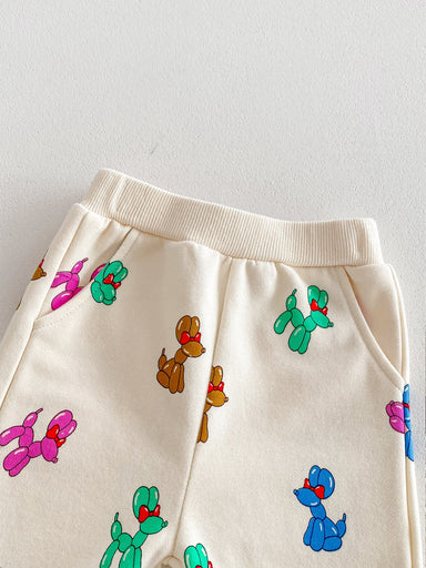 Träningsdräkt med ballonghundar – BouncyBuddies Unisex, Beige, Bomull, Storlek 0–4 år