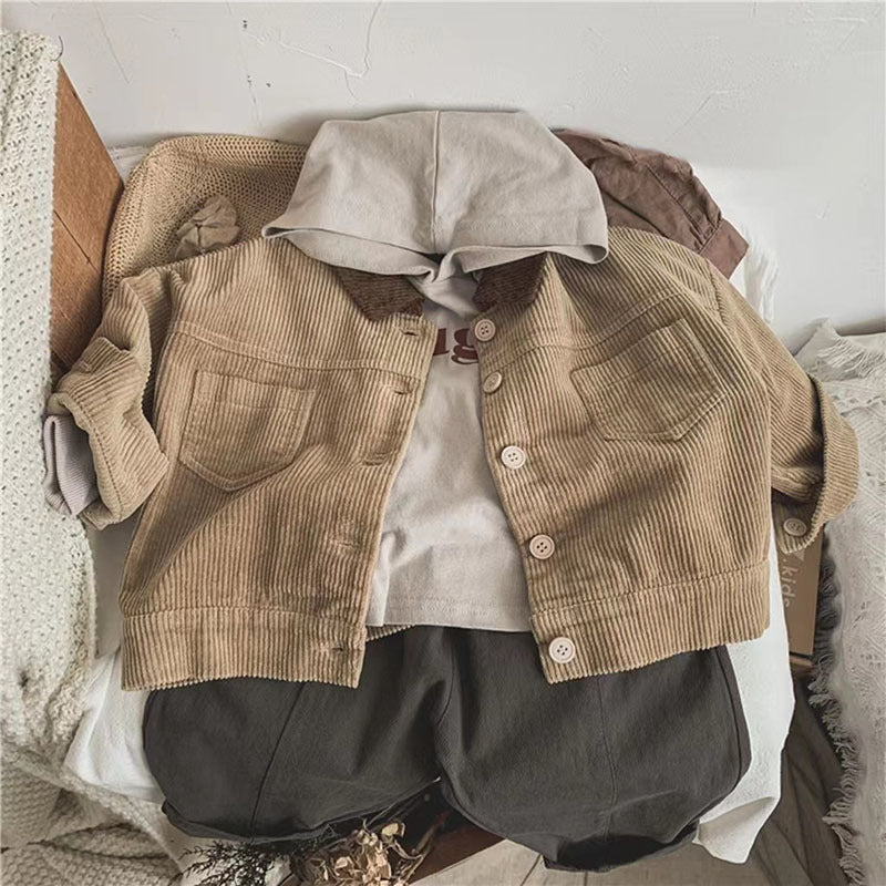 VintageCord Barn Corduroyjacka | Corduroyjacka Unisex | 9 Månader – 3 År | Varm Höstlook med Mjuk Krage