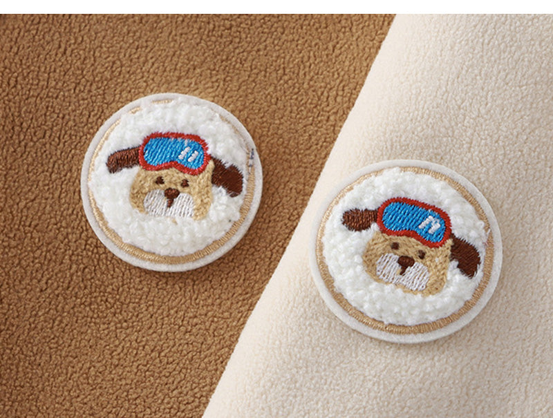 Väst med Emblem – Woef Unisex, Brun/Blå/Rosa/Vit, Fleece, Storlek 1–5 år