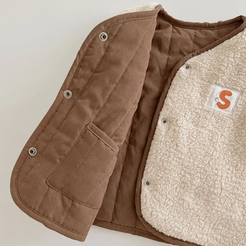 Väst med Ull – Gaborone Unisex, Rosa/Brun/Beige, Bomull, Storlek 0–6 år
