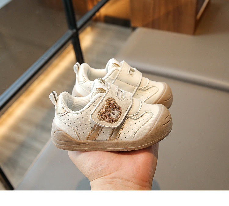 Sneaker med Kardborre – Björn Unisex, Khaki/Svart/Röd, Storlek 16–25