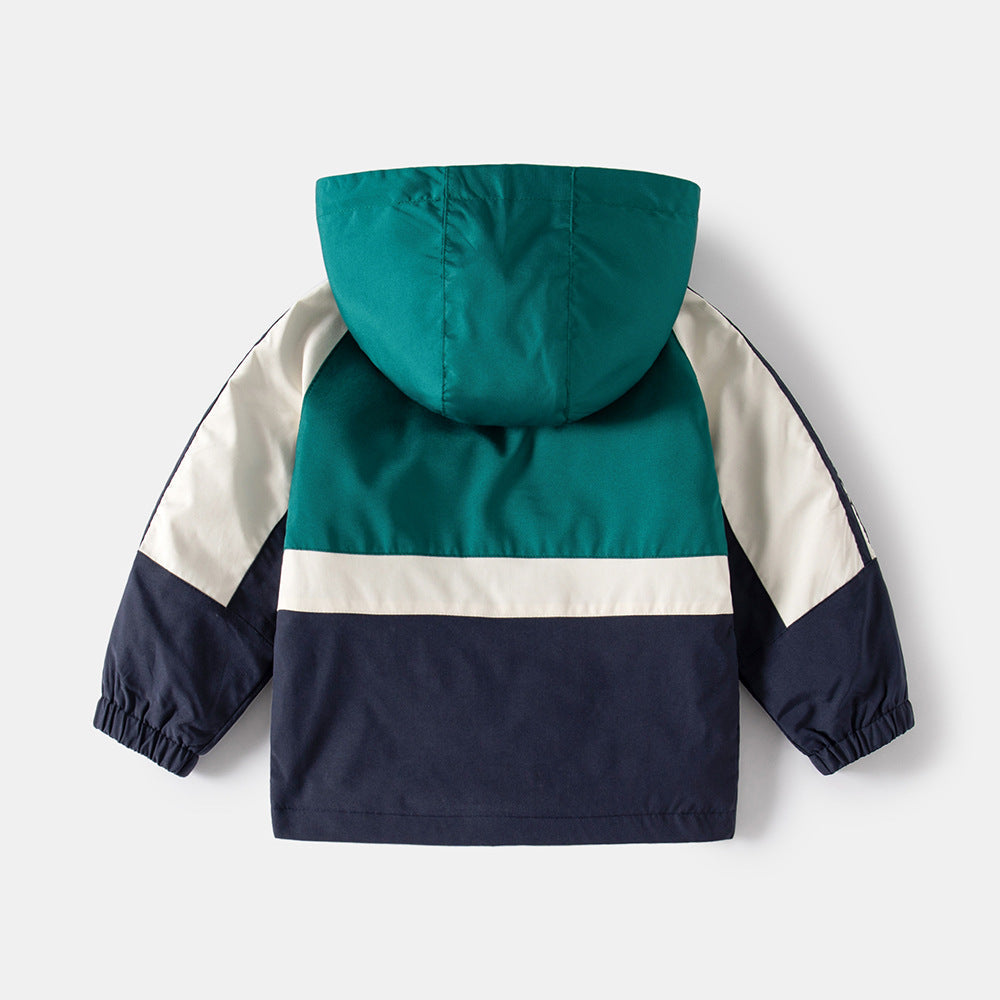 Regnjacka – Thim Pojkar, Grön/Orange/Blå, Polyester, Storlek 2–8 år