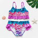 Flickor Tankini Baddräkt Sjöjungfruprint – Sommarstrandkläder | 3-12 år
