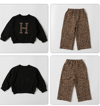 Set med tröja och byxor med leopardmönster – H Flickor, Bomull, Storlek 1–7 år