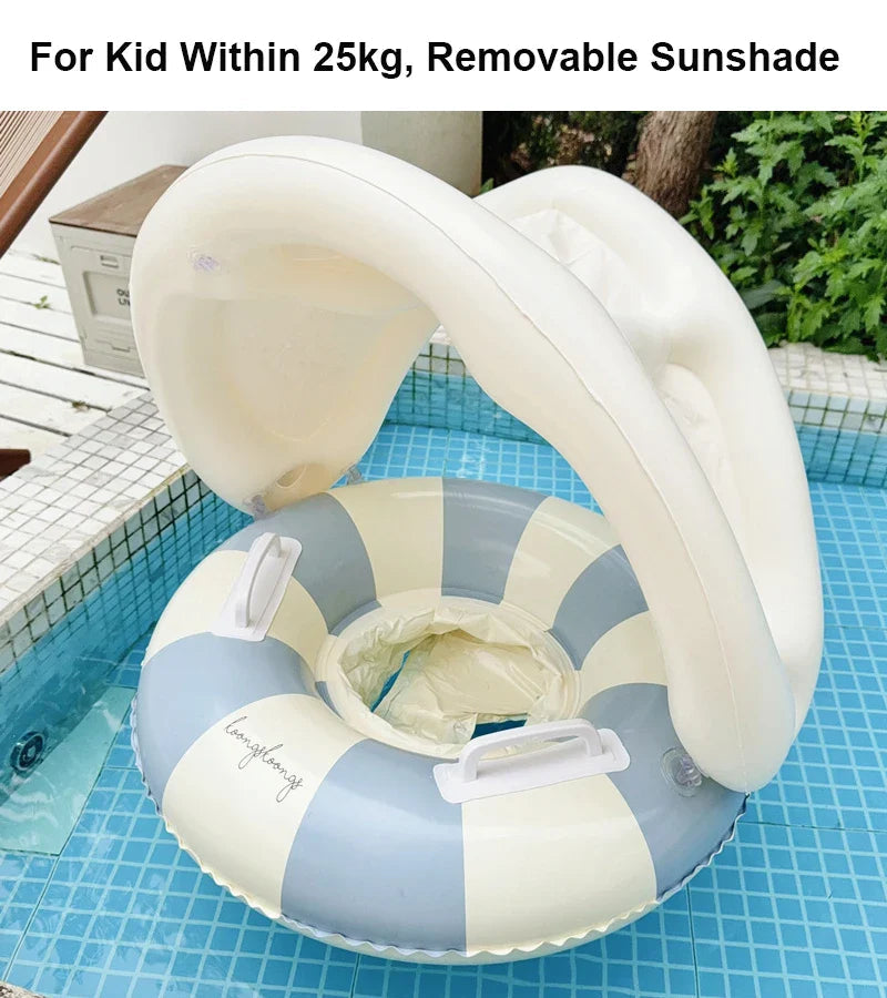 Baby Simring med Soltak – Uppblåsbar Float | Upp till 25kg