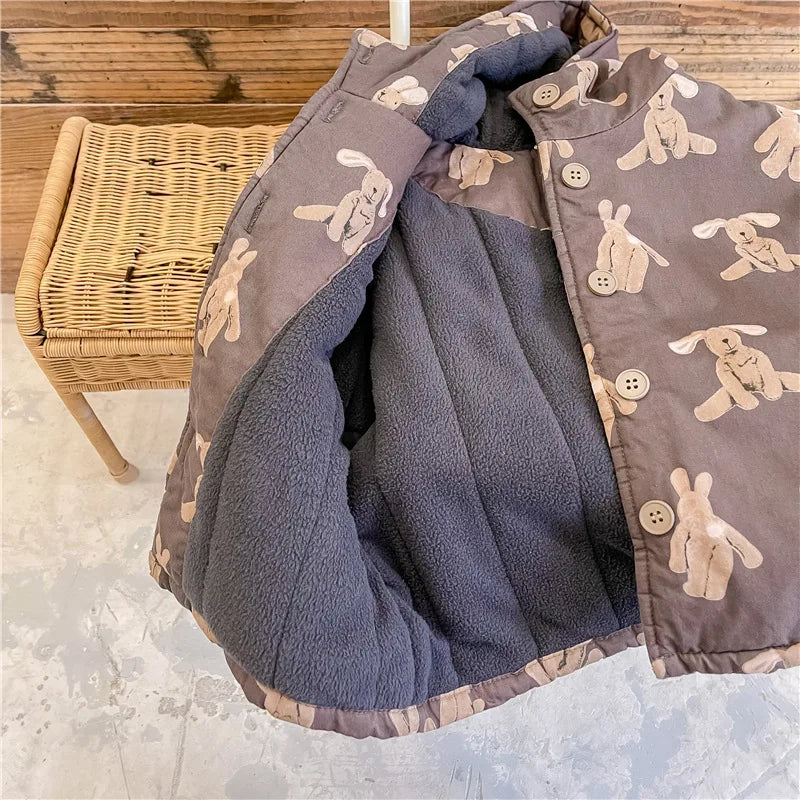 Jacka med Huva – Knuffel Unisex, Brun/Beige, Polyester, Storlek 0–6 år
