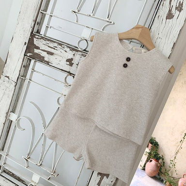 SoftPlay Småbarnsset i Vafveltyg – Unisex Sommaroutfit med Knappdetalj | Nulu & Co | 100 % Bomull | Storlek 0–5 år