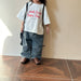 T-shirt med "Good Times"-tryck – Lumi & Loom Unisex, Brun/Vit, Bomull, Storlek 0–8 år