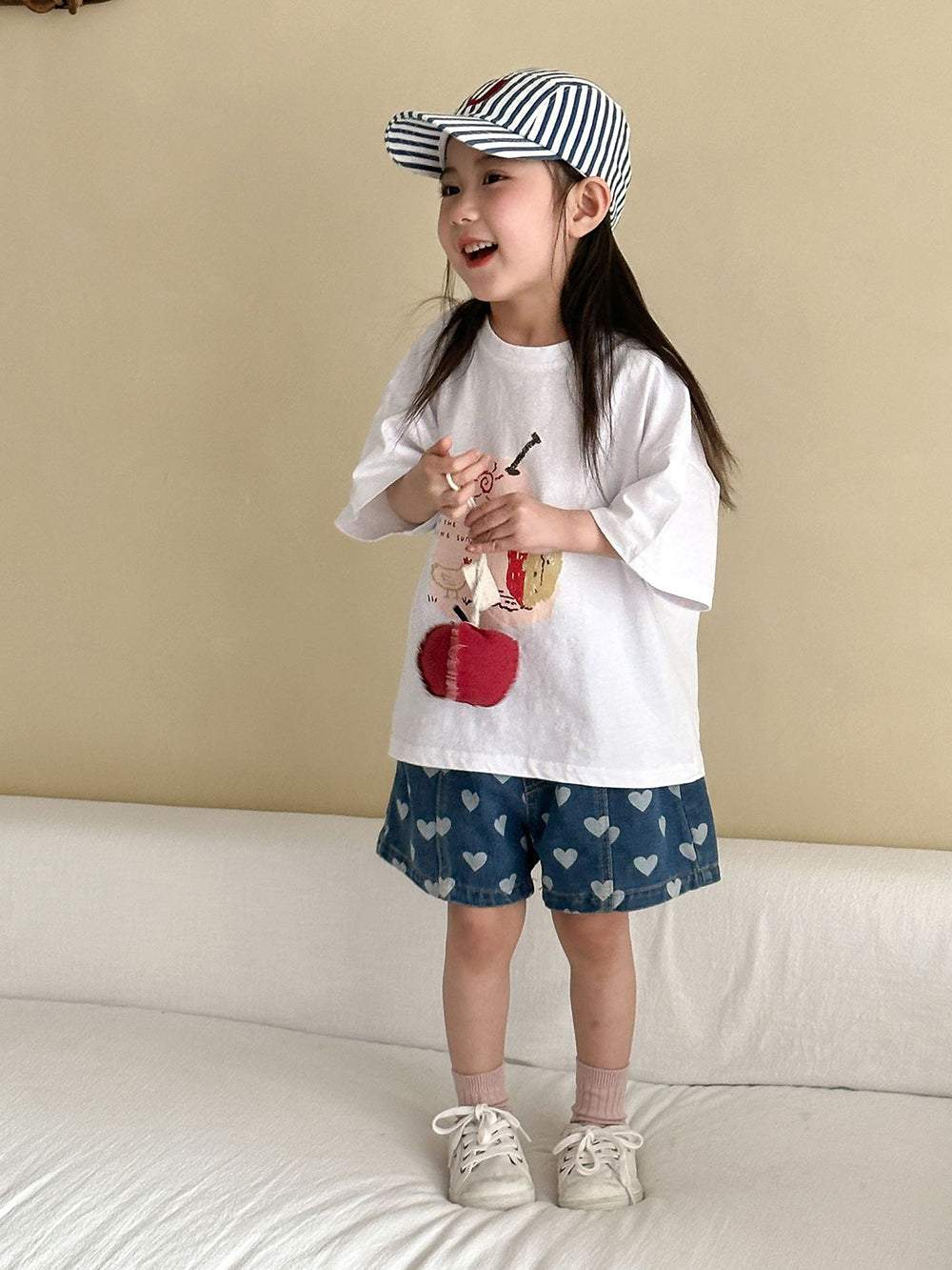 Kort Jeansbyxa med Hjärtan – Liva Denim Shorts Baby, Småbarn, Förskolebarn, Barn – Ljusblå/Mörkblå, Bomull, Storlek 0–8 år