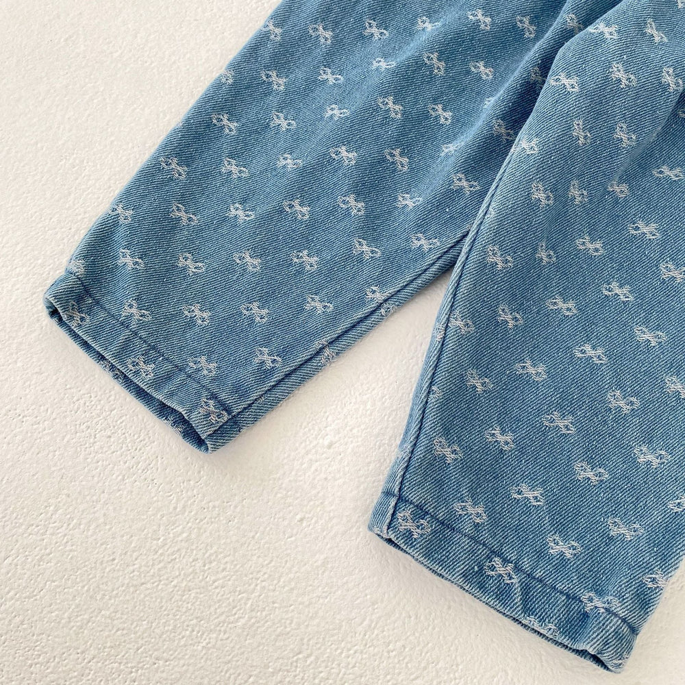 Jeans med Rosetter – Blossom Flicka, Blå, Bomull, Denim, 0–3 År