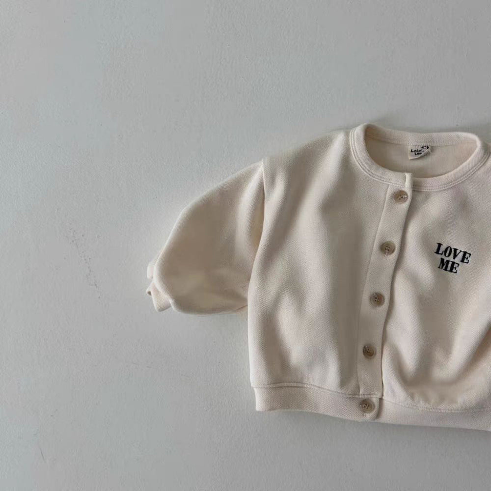 Väst med Love Me broderi – Tender Flickor, Blå/Beige, Bomull, Storlek 0–6 år