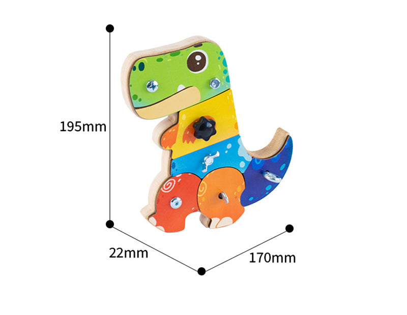 Träbaserad 3D Dino Byggsats – Pedagogiskt STEM-leksak, Bygg & Lek, Motorisk Utveckling, från 2 År
