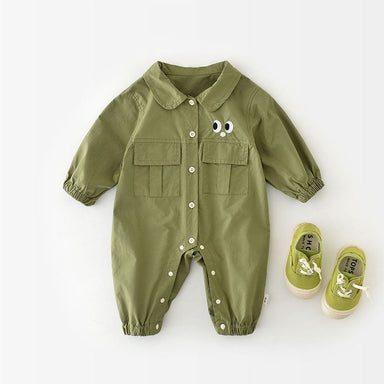 Jumpsuit – Kroko Äventyr Unisex, Grön, Bomull, Storlek 0–2 År