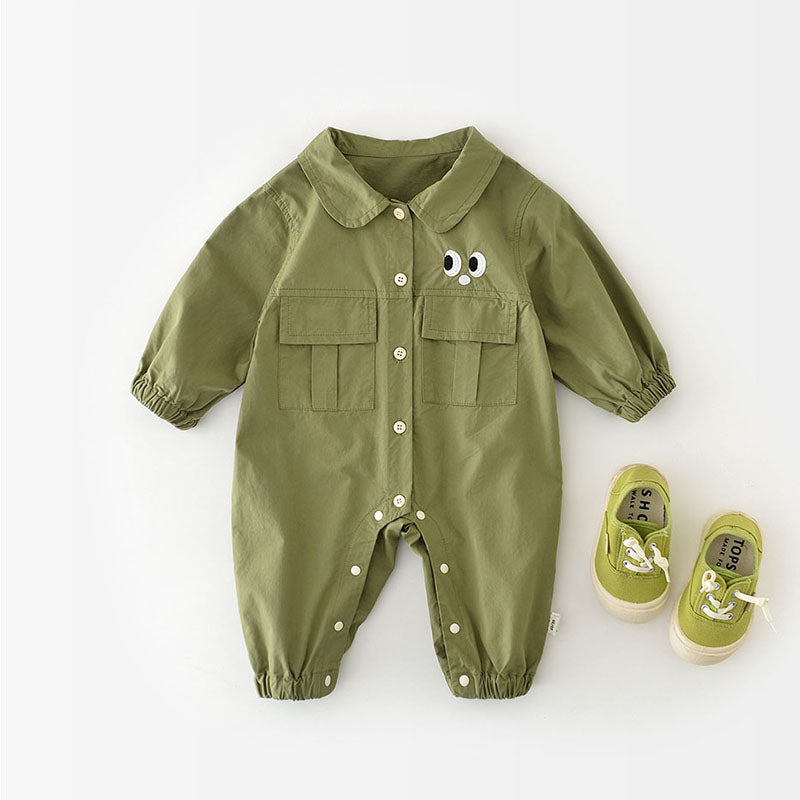 Jumpsuit – Kroko Äventyr Unisex, Grön, Bomull, Storlek 0–2 År
